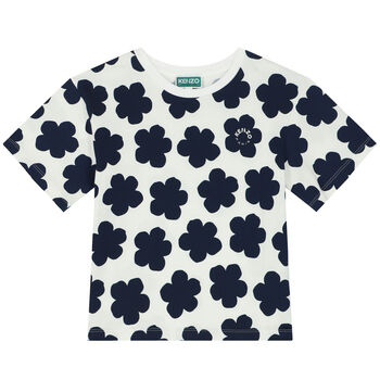 Girls Ivory Boke Flower T-Shirt